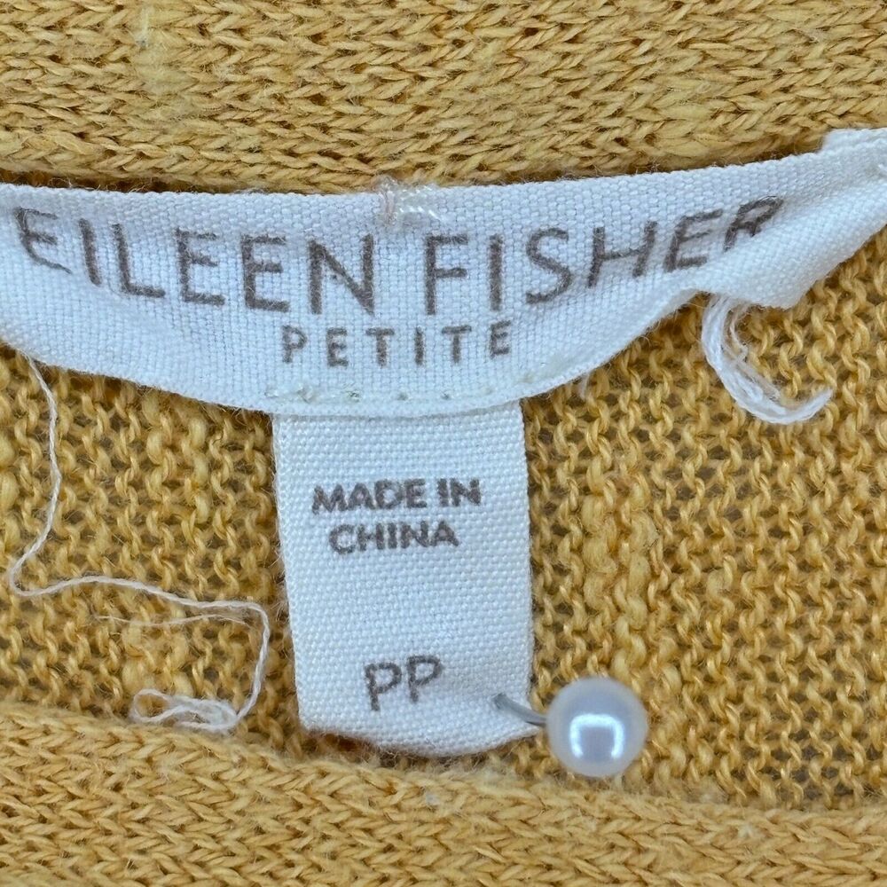 EILEEN FISHER Sweater PP Petite Linen Cotton Top Slub Dolman Sleeve Yellow - Picture 8 of 12